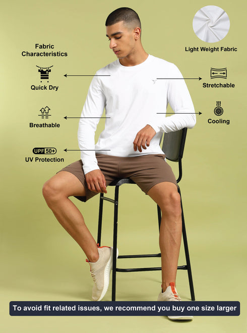 Men Solid Slim Fit Round Neck Sports T-shirt with COTFLEX