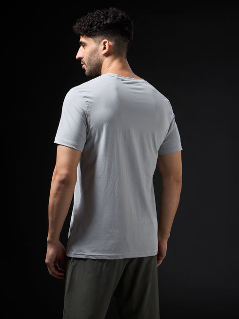 Men Solid Slim Fit Crew Neck T-shirt with COTFLEX