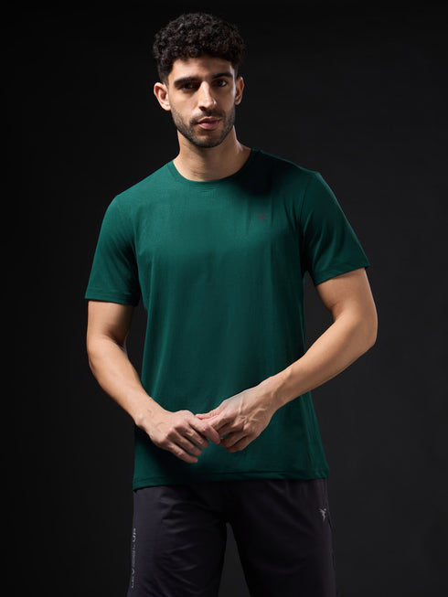Men Solid Slim Fit Crew Neck T-shirt with COTFLEX