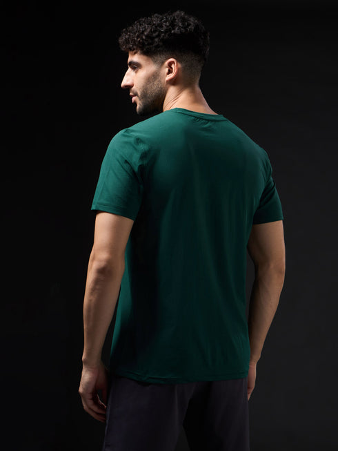 Men Solid Slim Fit Crew Neck T-shirt with COTFLEX