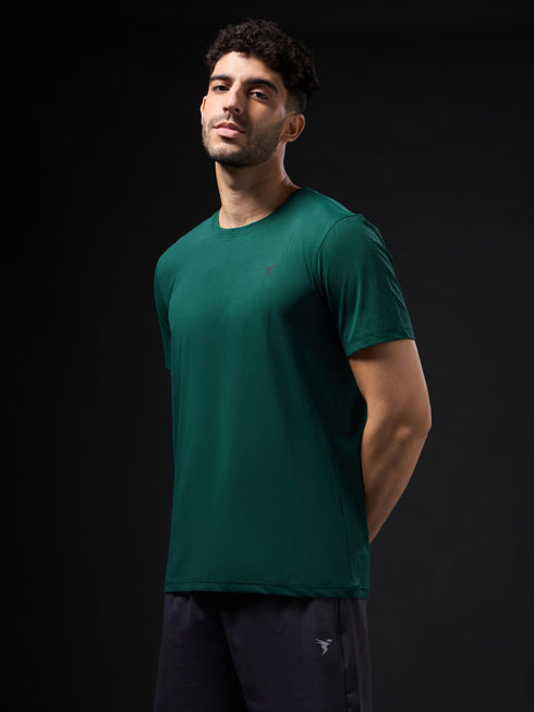Men Solid Slim Fit Crew Neck T-shirt with COTFLEX