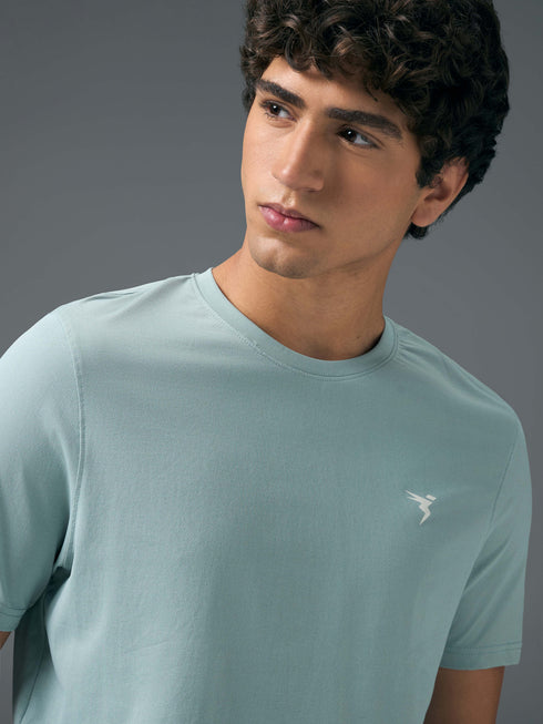 Men Solid Slim Fit Crew Neck T-shirt with COTFLEX