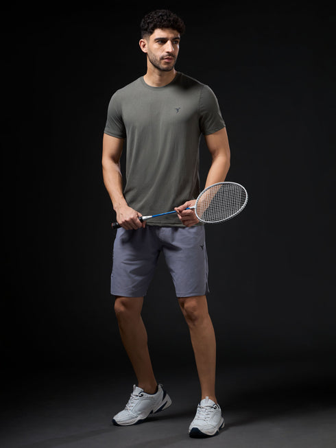 Men Solid Slim Fit Crew Neck T-shirt with COTFLEX