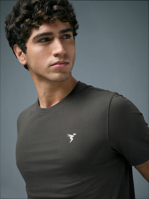 Men Solid Slim Fit Crew Neck T-shirt with COTFLEX