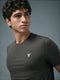 Men Solid Slim Fit Crew Neck T-shirt with COTFLEX