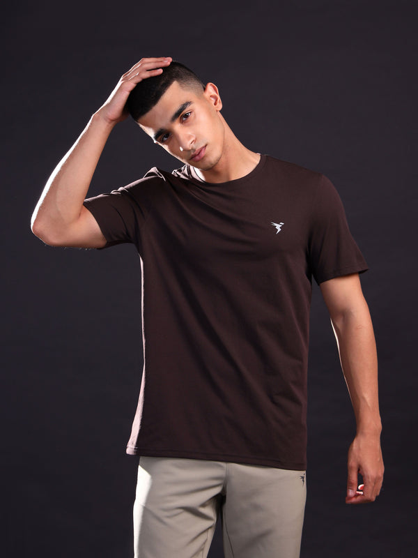 Men Solid Slim Fit Crew Neck T-shirt with COTFLEX