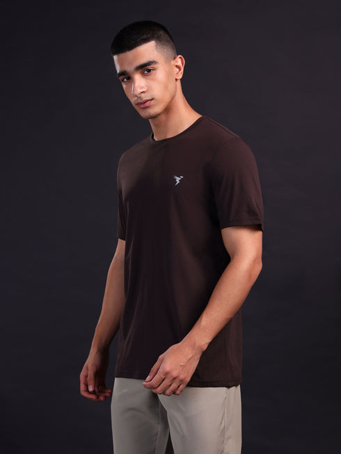 Men Solid Slim Fit Crew Neck T-shirt with COTFLEX