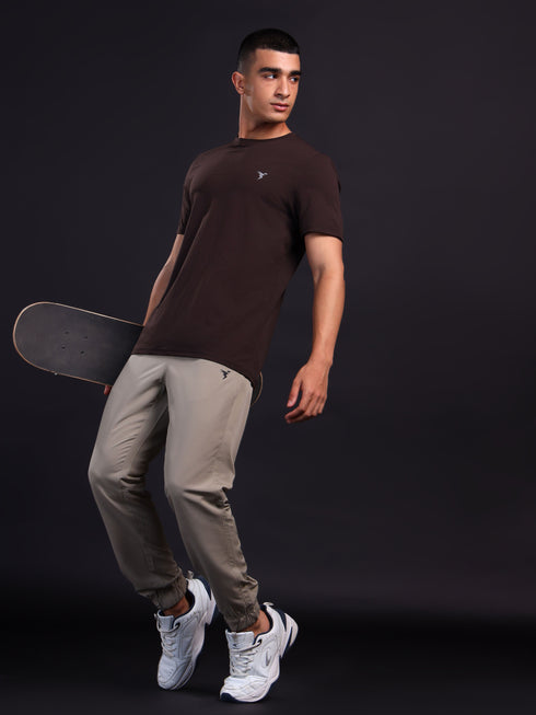 Men Solid Slim Fit Crew Neck T-shirt with COTFLEX