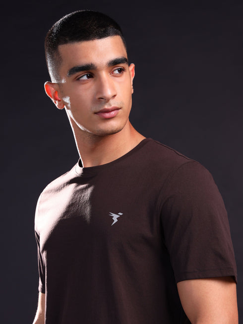 Men Solid Slim Fit Crew Neck T-shirt with COTFLEX