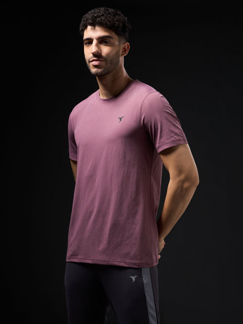 Men Solid Slim Fit Crew Neck T-shirt with COTFLEX
