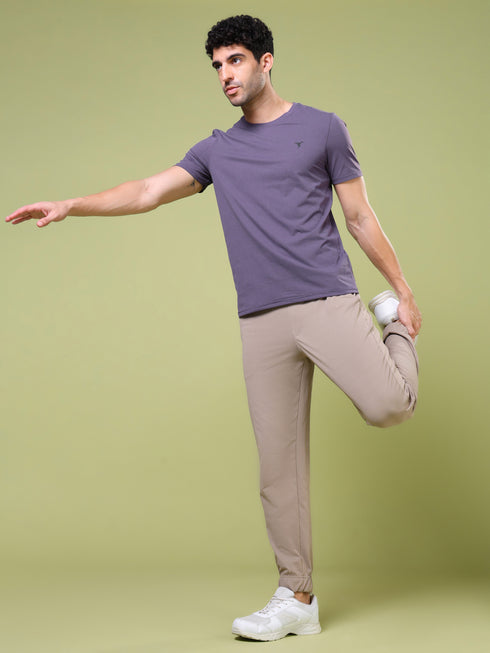 Men Solid Slim Fit Crew Neck T-shirt with COTFLEX