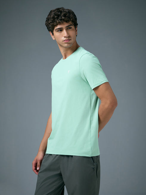 Men Solid Slim Fit Crew Neck T-shirt with COTFLEX