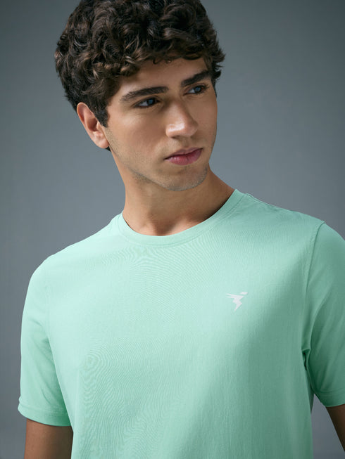 Men Solid Slim Fit Crew Neck T-shirt with COTFLEX