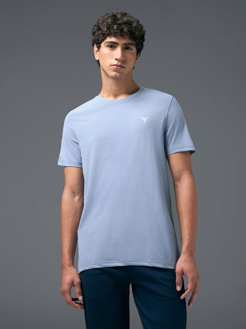 Men Solid Slim Fit Crew Neck T-shirt with COTFLEX