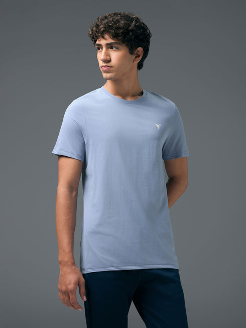 Men Solid Slim Fit Crew Neck T-shirt with COTFLEX