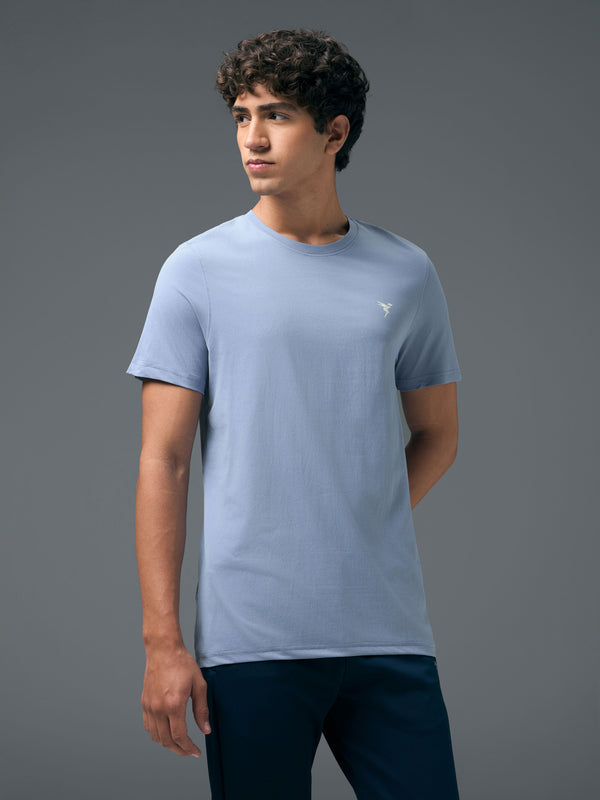 Men Solid Slim Fit Crew Neck T-shirt with COTFLEX