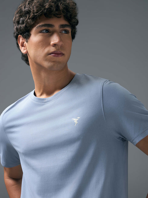 Men Solid Slim Fit Crew Neck T-shirt with COTFLEX