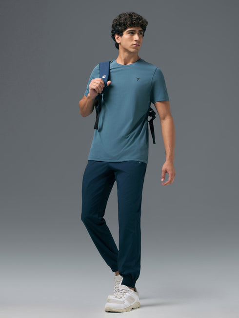 Men Solid Slim Fit Crew Neck T-shirt with COTFLEX