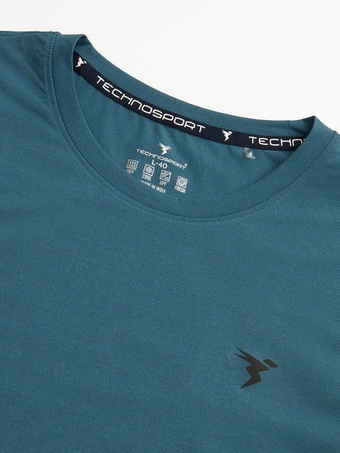 Men Solid Slim Fit Crew Neck T-shirt with COTFLEX