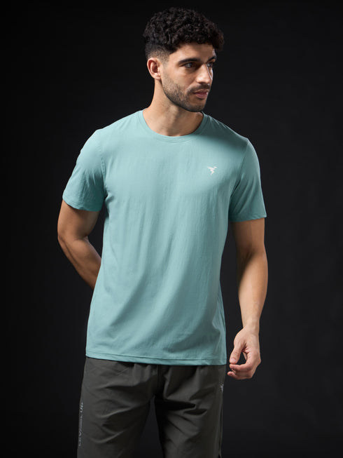 Men Solid Slim Fit Crew Neck T-shirt with COTFLEX