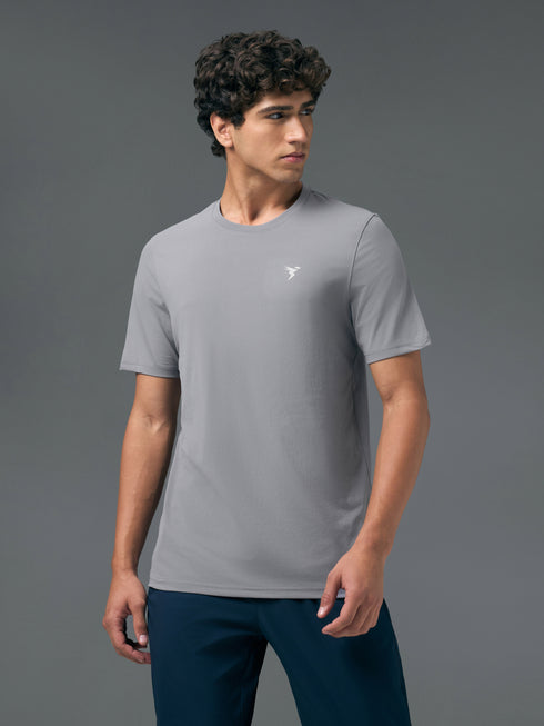 Men Solid Slim Fit Crew Neck T-shirt with COTFLEX