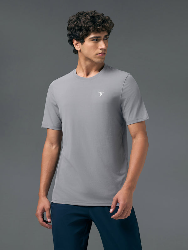 Men Solid Slim Fit Crew Neck T-shirt with COTFLEX