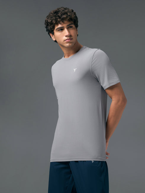 Men Solid Slim Fit Crew Neck T-shirt with COTFLEX