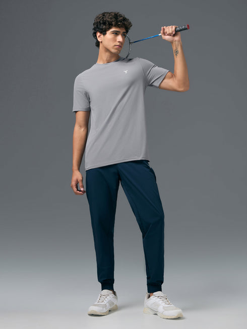 Men Solid Slim Fit Crew Neck T-shirt with COTFLEX
