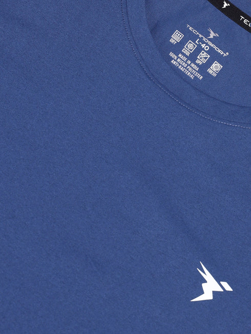 Men Solid Slim Fit Crew Neck T-shirt with COTFLEX