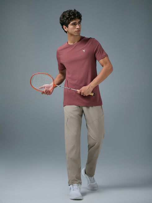 Men Solid Slim Fit Crew Neck T-shirt with COTFLEX