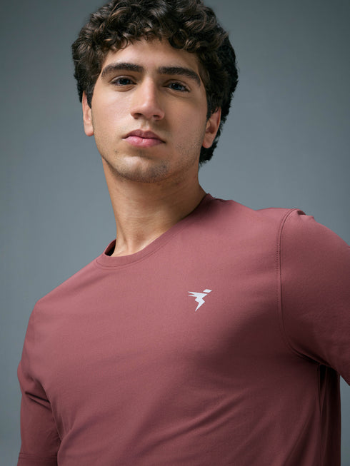 Men Solid Slim Fit Crew Neck T-shirt with COTFLEX