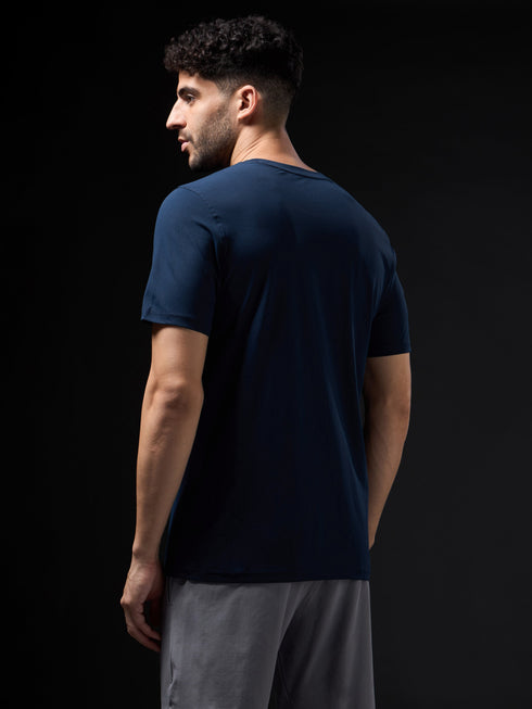 Men Solid Slim Fit Crew Neck T-shirt with COTFLEX