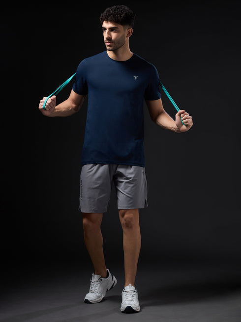 Men Solid Slim Fit Crew Neck T-shirt with COTFLEX