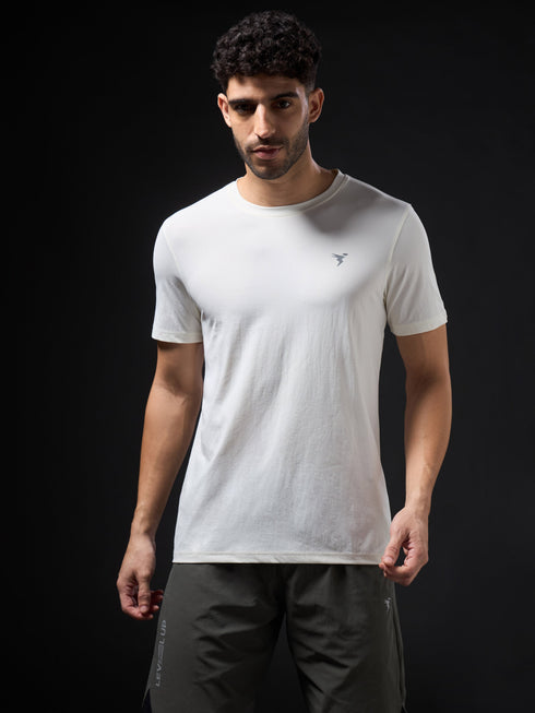 Men Solid Slim Fit Crew Neck T-shirt with COTFLEX