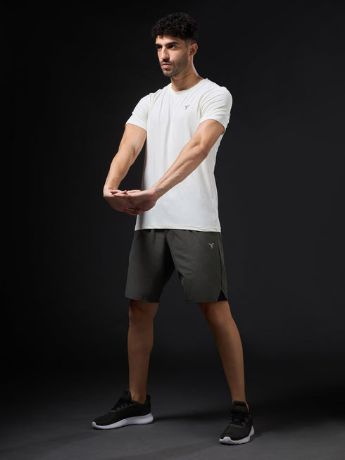 Men Solid Slim Fit Crew Neck T-shirt with COTFLEX