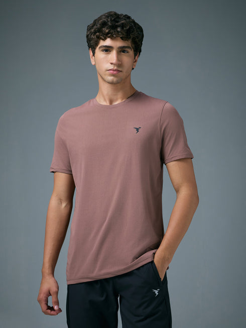 Men Solid Slim Fit Crew Neck T-shirt with COTFLEX