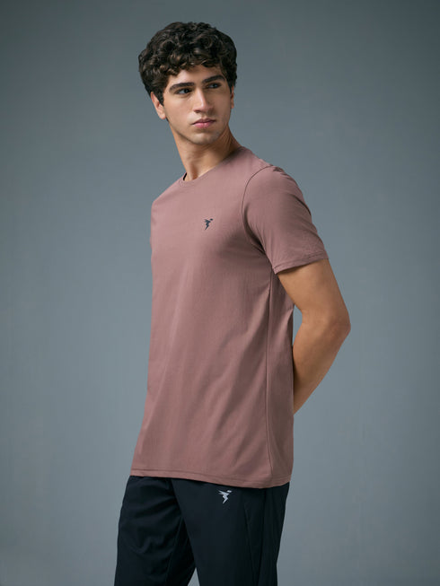 Men Solid Slim Fit Crew Neck T-shirt with COTFLEX
