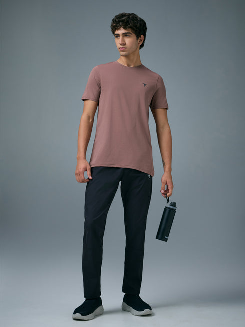 Men Solid Slim Fit Crew Neck T-shirt with COTFLEX