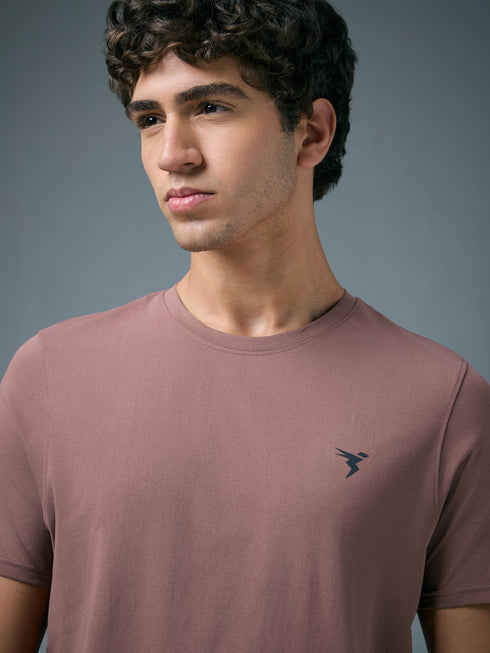 Men Solid Slim Fit Crew Neck T-shirt with COTFLEX