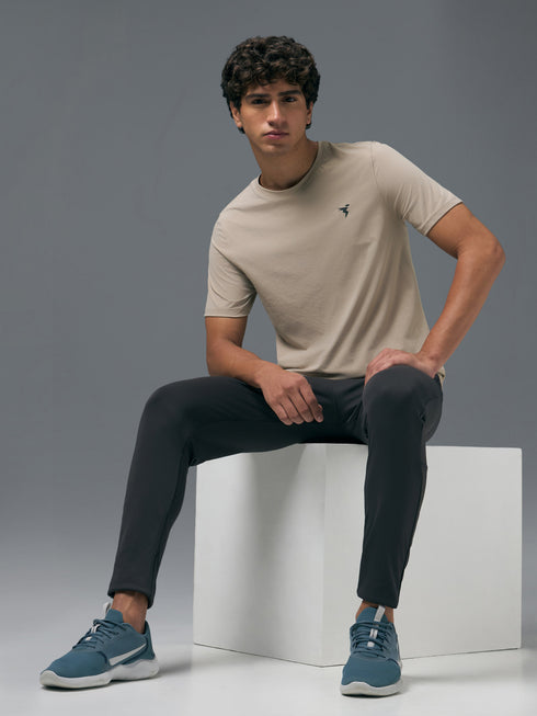 Men Solid Slim Fit Crew Neck T-shirt with COTFLEX