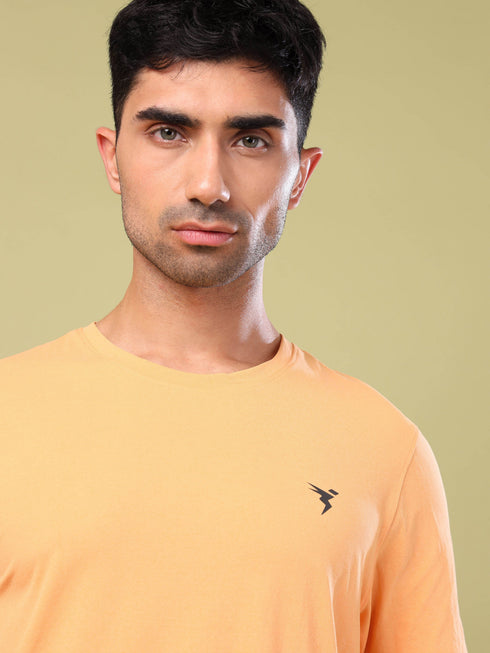 Men Solid Slim Fit Crew Neck T-shirt with COTFLEX