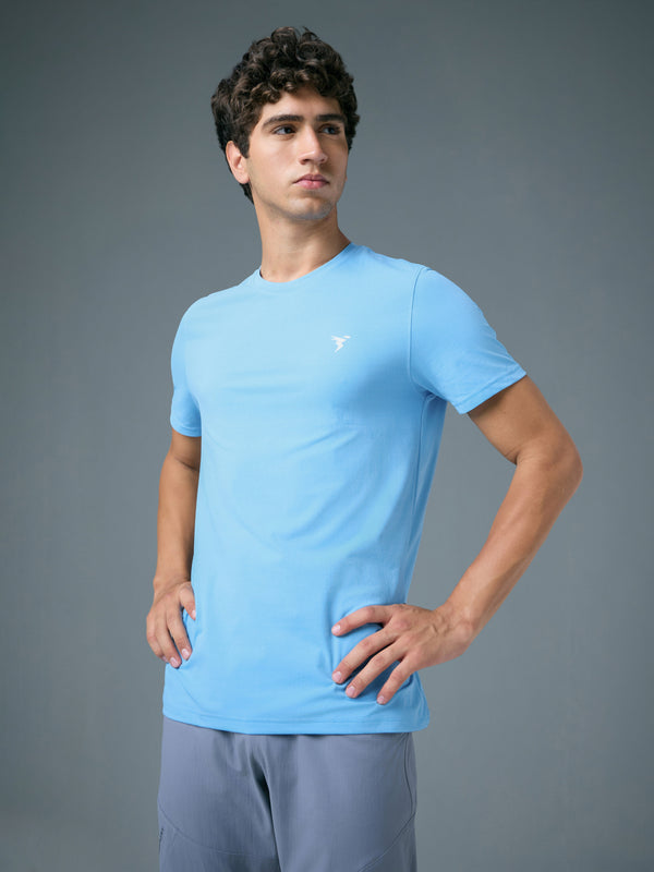 Men Solid Slim Fit Crew Neck T-shirt with COTFLEX