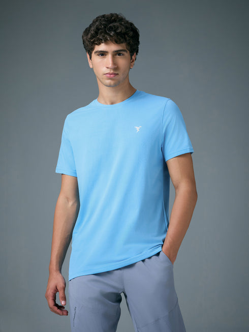 Men Solid Slim Fit Crew Neck T-shirt with COTFLEX