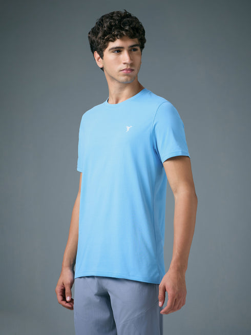 Men Solid Slim Fit Crew Neck T-shirt with COTFLEX