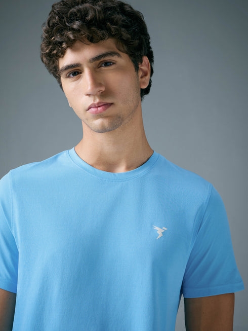 Men Solid Slim Fit Crew Neck T-shirt with COTFLEX
