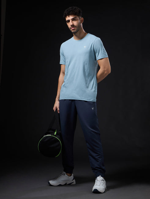 Men Solid Slim Fit Crew Neck T-shirt with COTFLEX