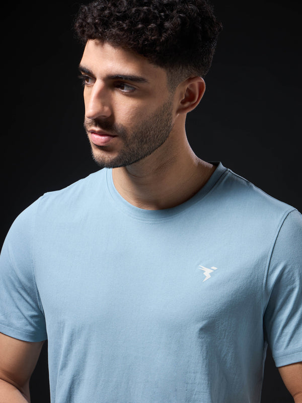 Men Solid Slim Fit Crew Neck T-shirt with COTFLEX