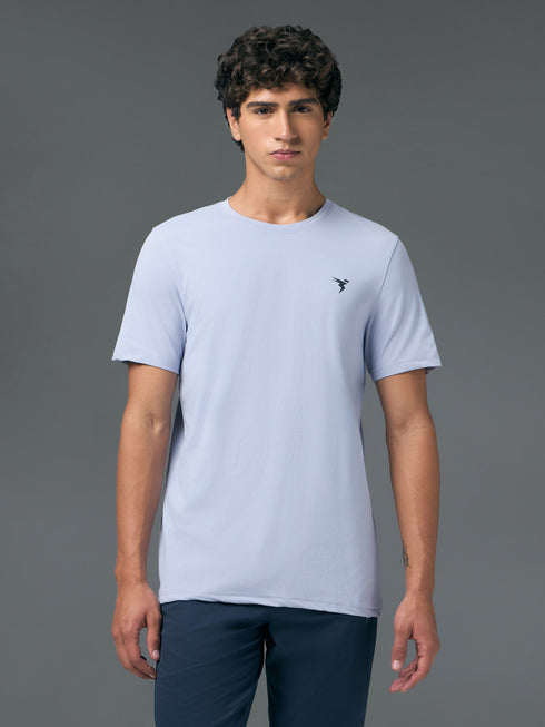 Men Solid Slim Fit Crew Neck T-shirt with COTFLEX