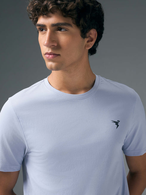 Men Solid Slim Fit Crew Neck T-shirt with COTFLEX