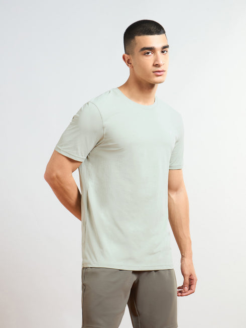 Men Solid Slim Fit Crew Neck T-shirt with COTFLEX